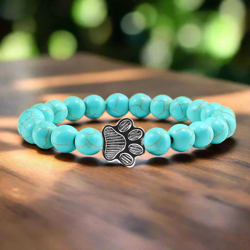 Bracelet en perles avec motif de patte – Design en pierre naturelle