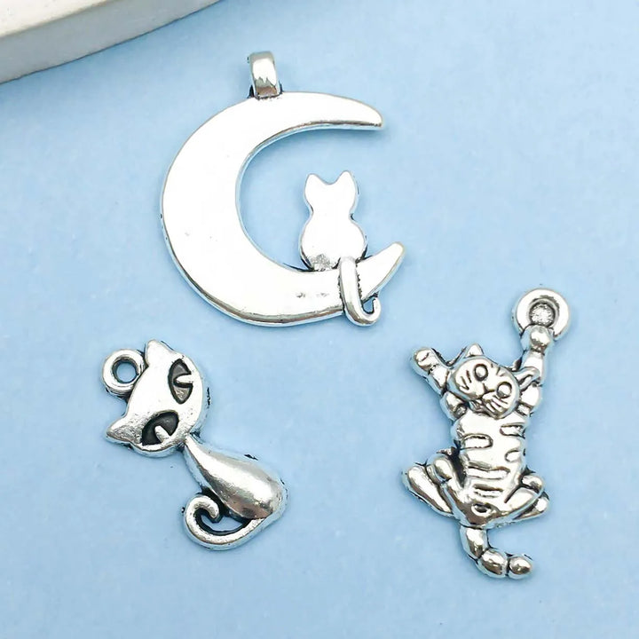 Collection de Charms de Chat en Argent Vintage