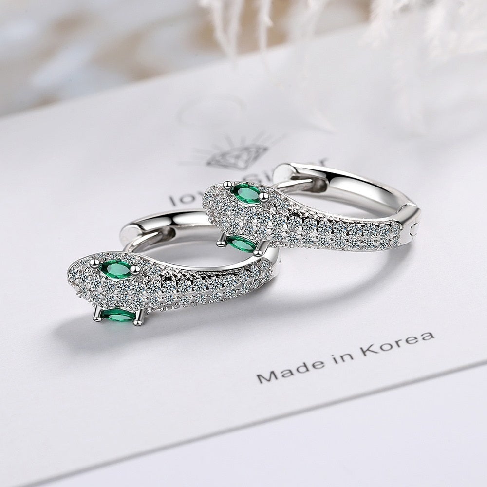 Boucles d'oreilles en argent sterling 925 en forme de serpent