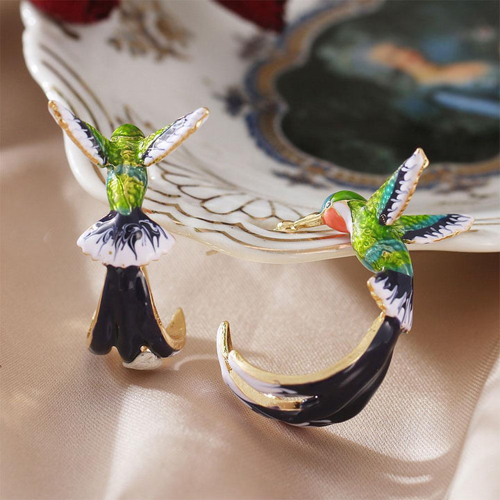 Boucles d'oreilles créatives uniques en forme de colibri