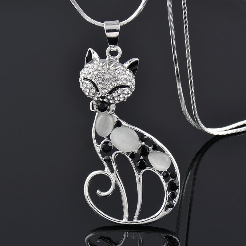 Collier Chats d'Amour en Argent Sterling et Zirconium Encrusté
