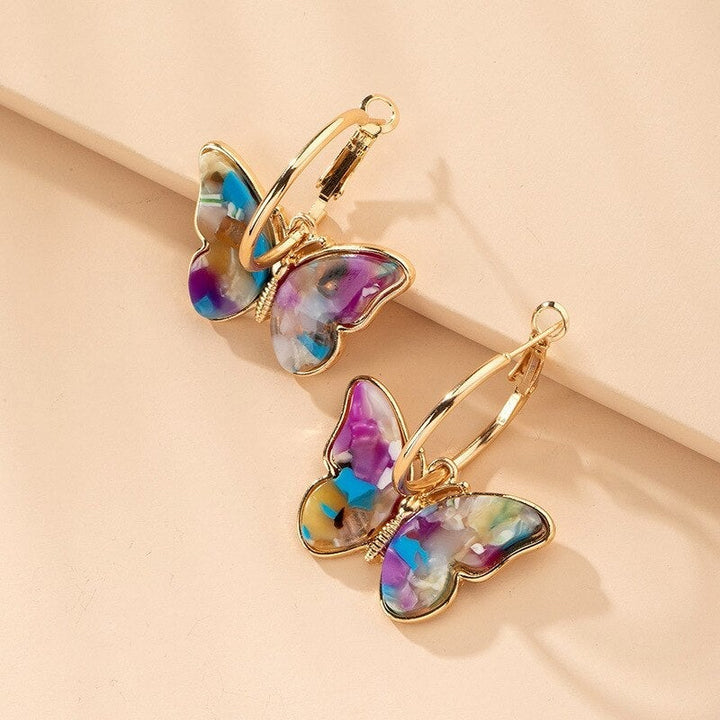 Boucles d'oreilles en cristal émaillé peint à la main en forme de papillon