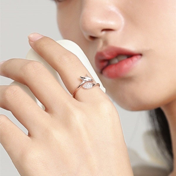 Bague Renard Argenté Rose