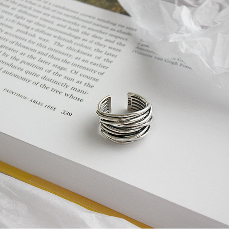 Bague superposée ajustable en argent