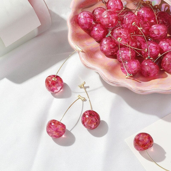 Boucles d'oreilles de luxe en cerise rose