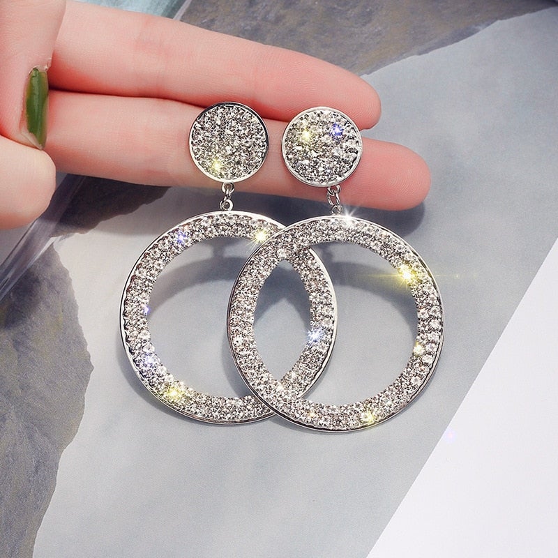 Boucles d'oreilles en zirconium en or et en argent