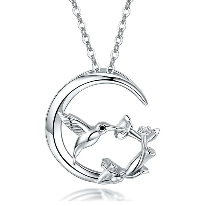 Collier Pendentif Vintage en Argent Oiseau de Lune