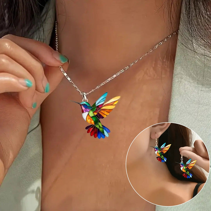 Magnifique Collier Colibri avec Boucles d'Oreilles Bonus – Offre à Durée Limitée