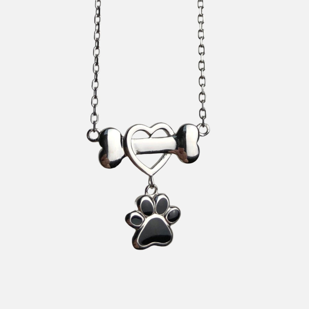 Collier délicat en acier inoxydable en forme de patte de chien