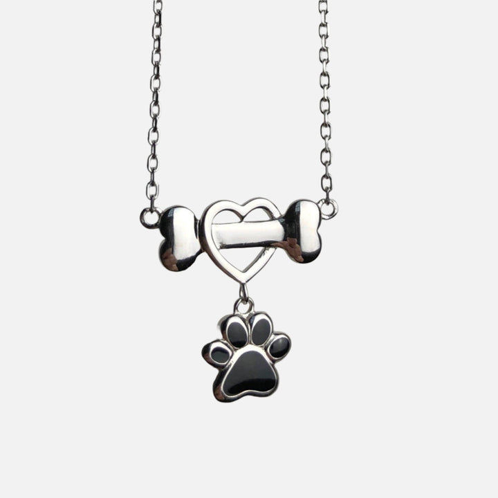 Collier délicat en acier inoxydable en forme de patte de chien