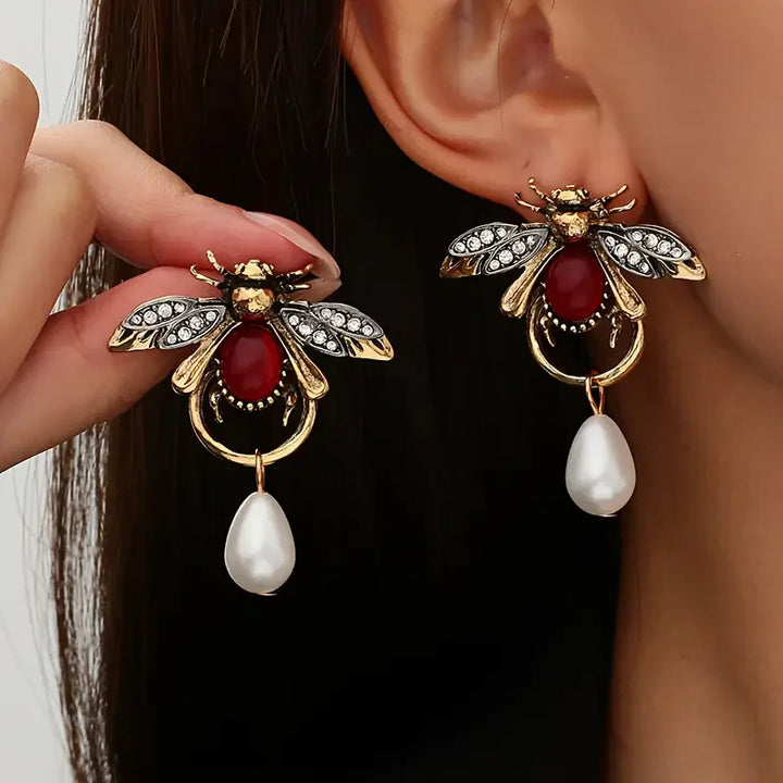 Boucles d'oreilles vintage en forme d'abeille