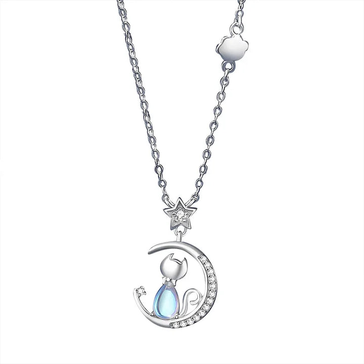 Collier en argent sterling avec lune de chat