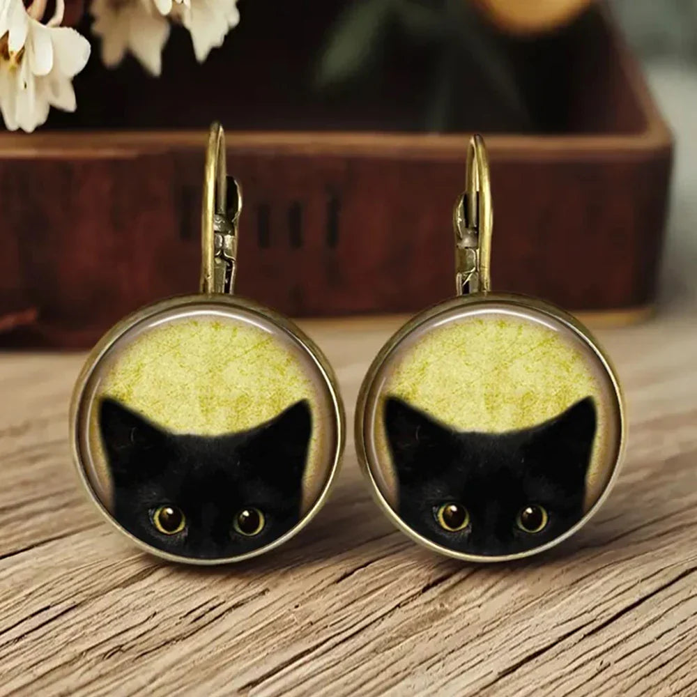 Boucles d'oreilles en verre avec dôme animal fantaisiste