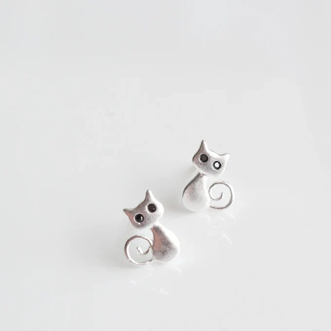 Boucles d'oreilles en argent en forme de chat