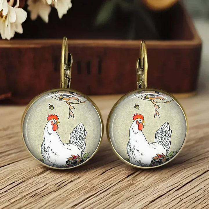 Boucles d'oreilles en verre avec dôme animal fantaisiste