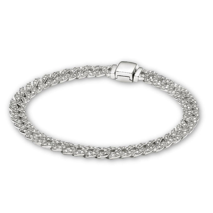 Bracelet Cubain en Or Blanc