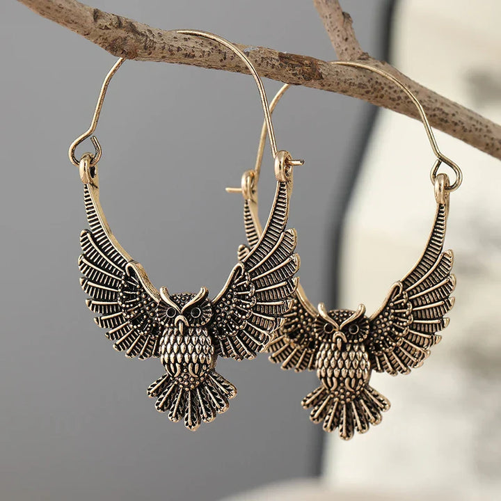 Boucles d'oreilles Vintage Bohémien Hibou