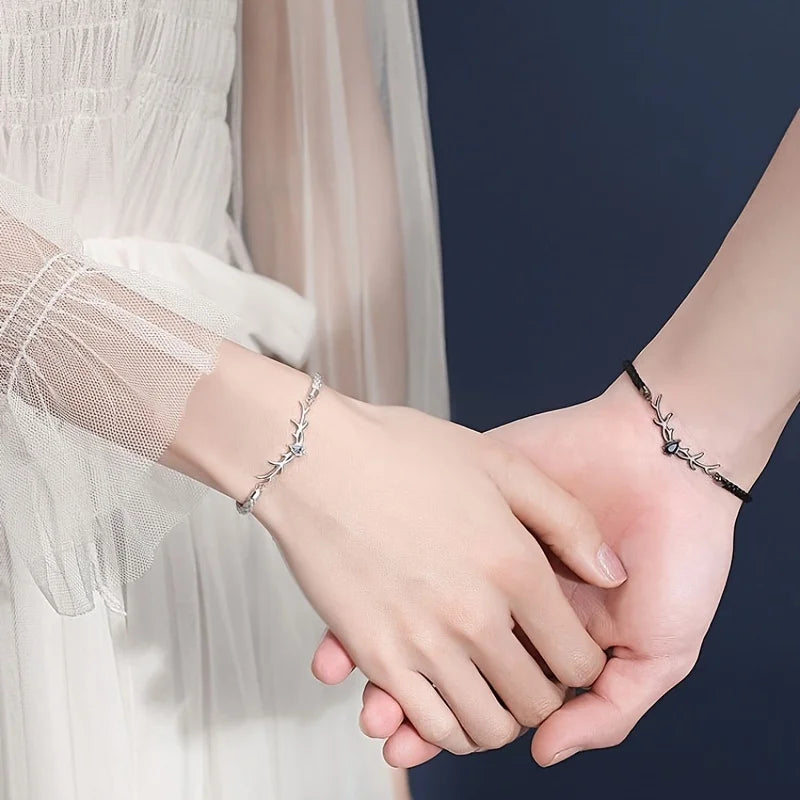 Bracelet en Cœur de Corne de Cerf avec Zircon