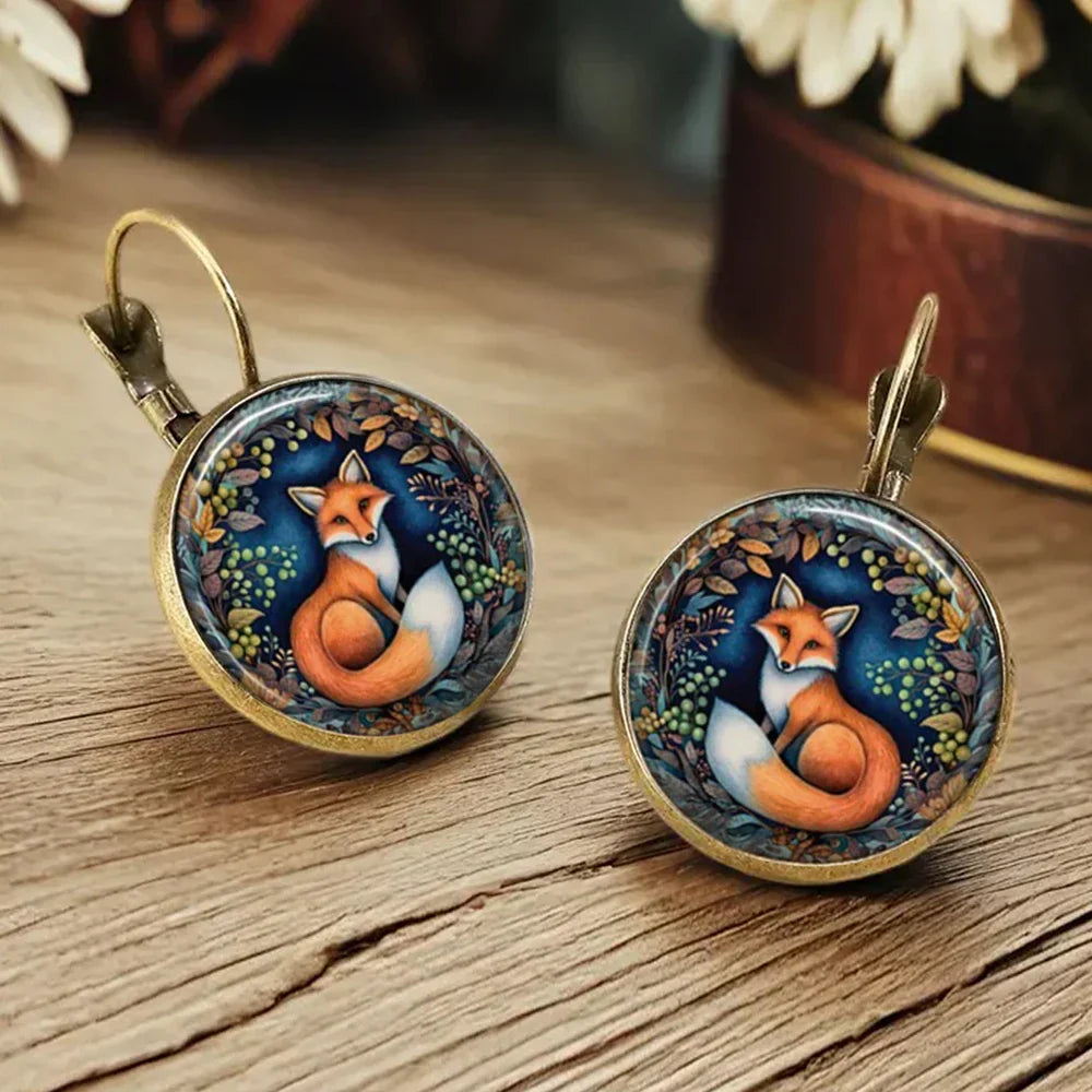 Boucles d'oreilles en verre avec dôme animal fantaisiste