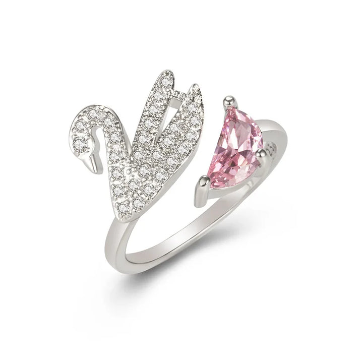 Bague en Cristal de Cygne - Ajustable en Or Rose