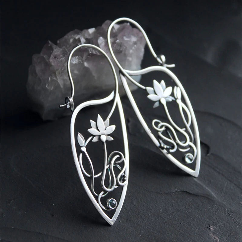 Boucles d'oreilles en argent sterling avec fleur de lotus
