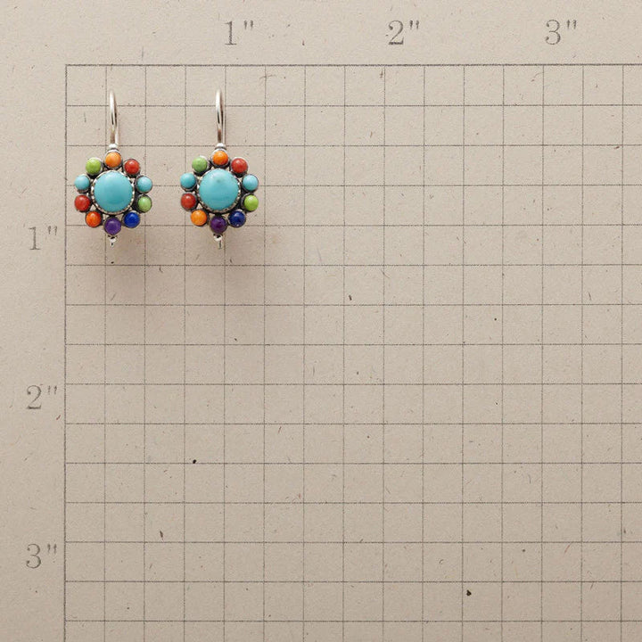 Boucles d'oreilles rondes en turquoise multicolore