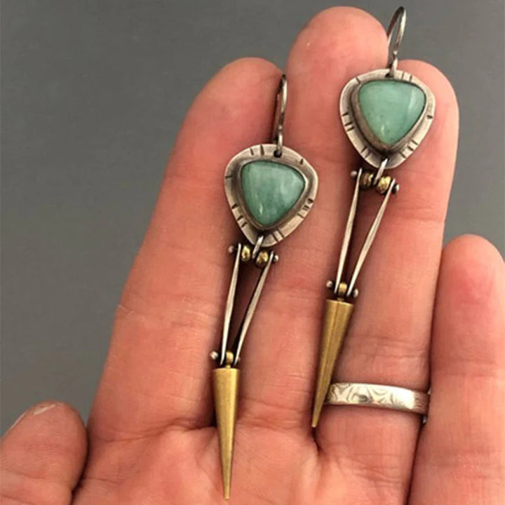 Boucles d'oreilles ethniques boho en pierre résine verte