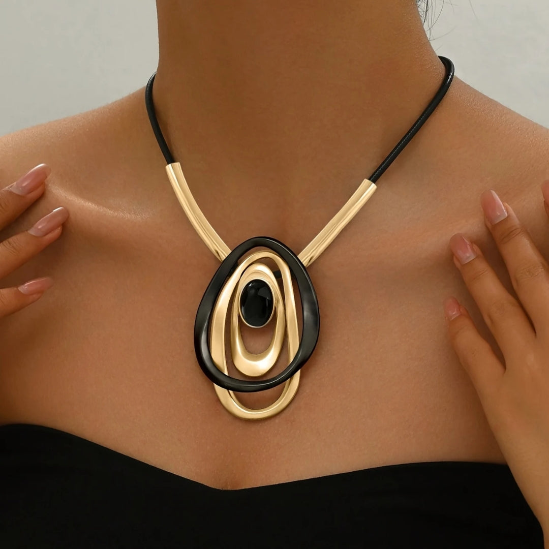 Collier Noir & Or