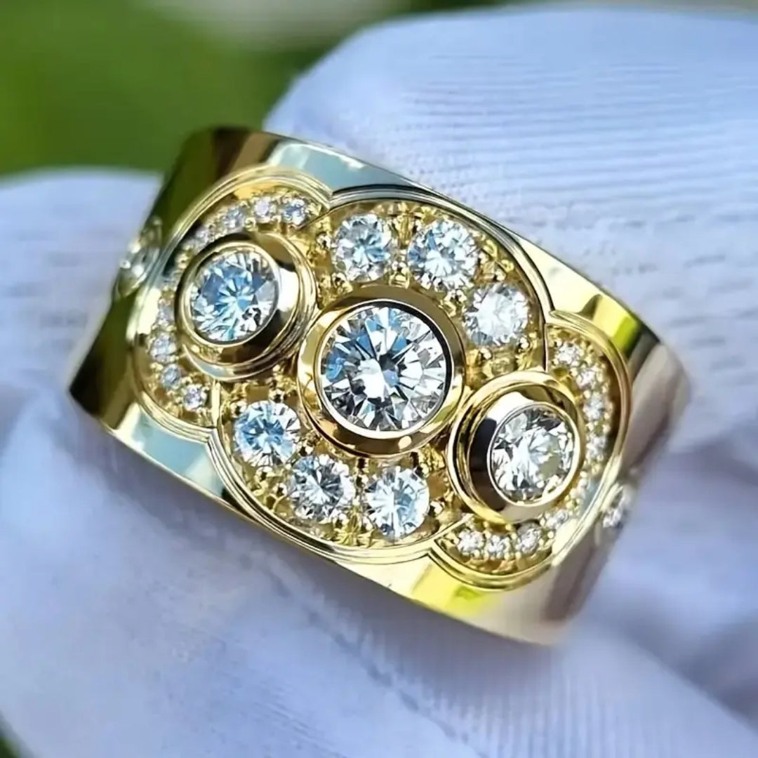 Bague en Zirconium Doré Étincelant
