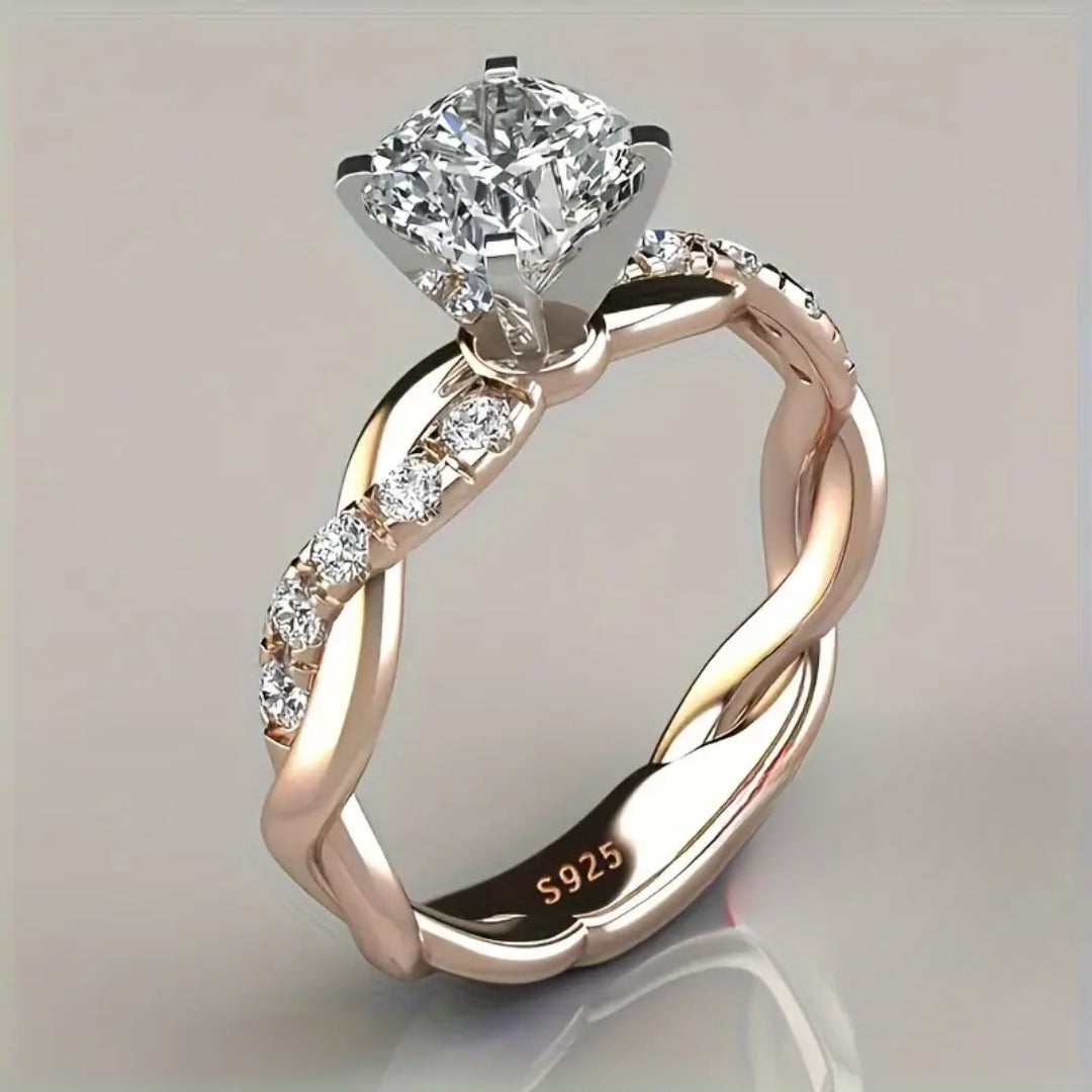 Bague tressée en cristal rose lumineux