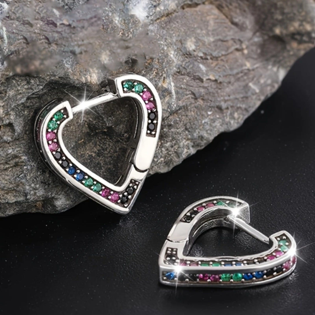 Boucles d'oreilles en cristaux colorés argentés
