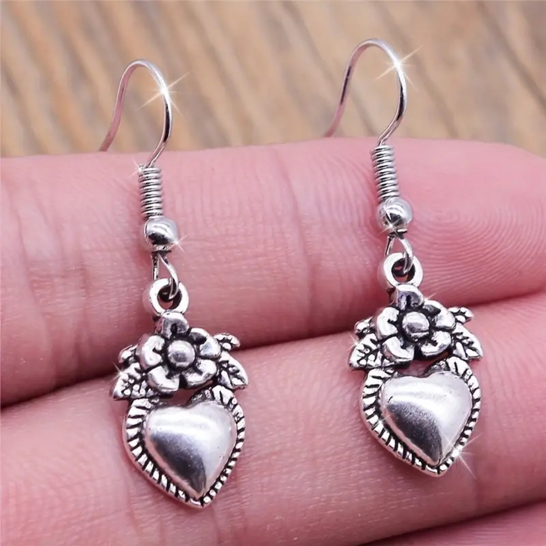 Boucles d'oreilles en argent en forme de cœur suspendu