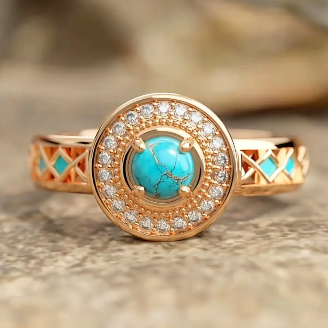 Bague en Zirconia Bleue Arrondie