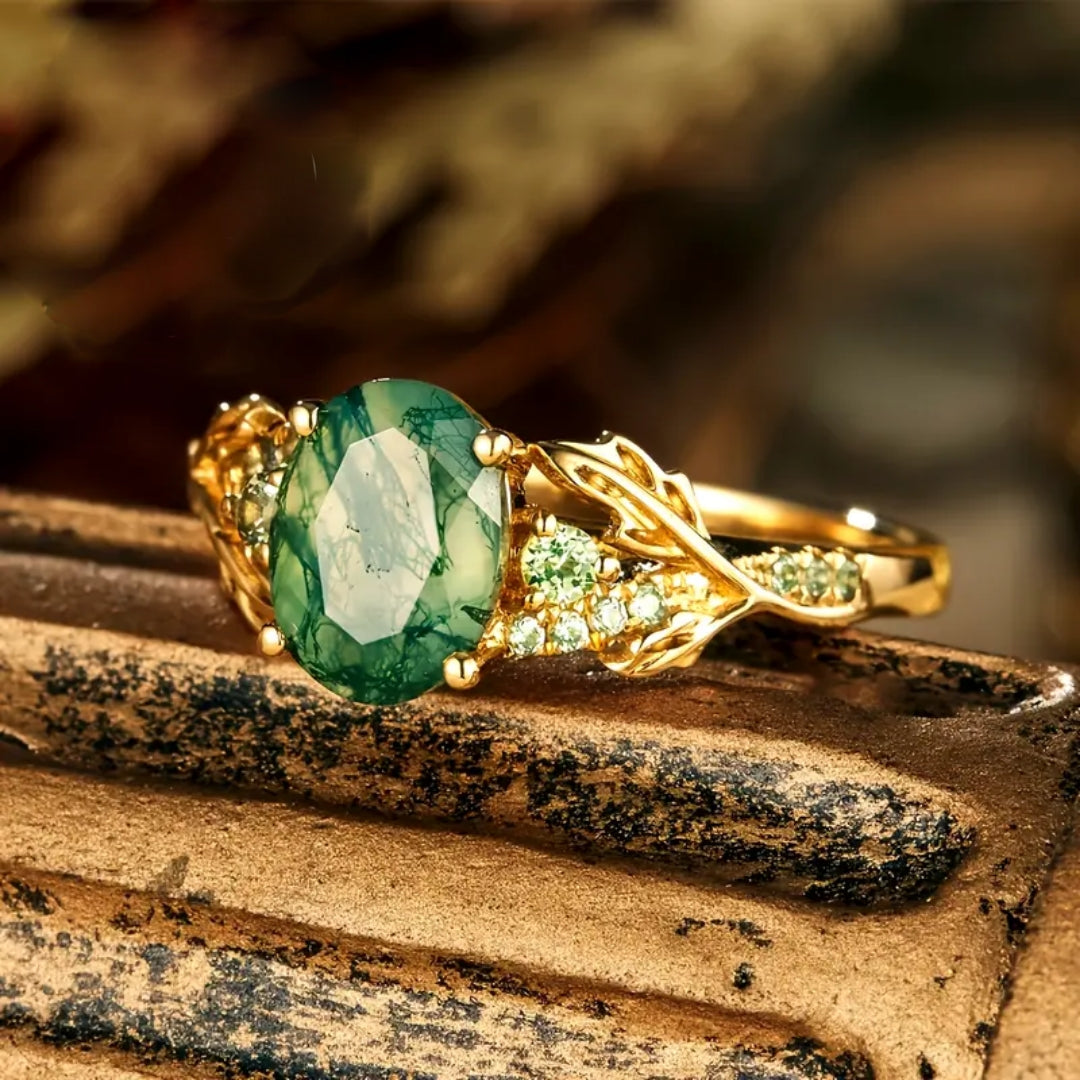Bague en Pierre d'Or Vert