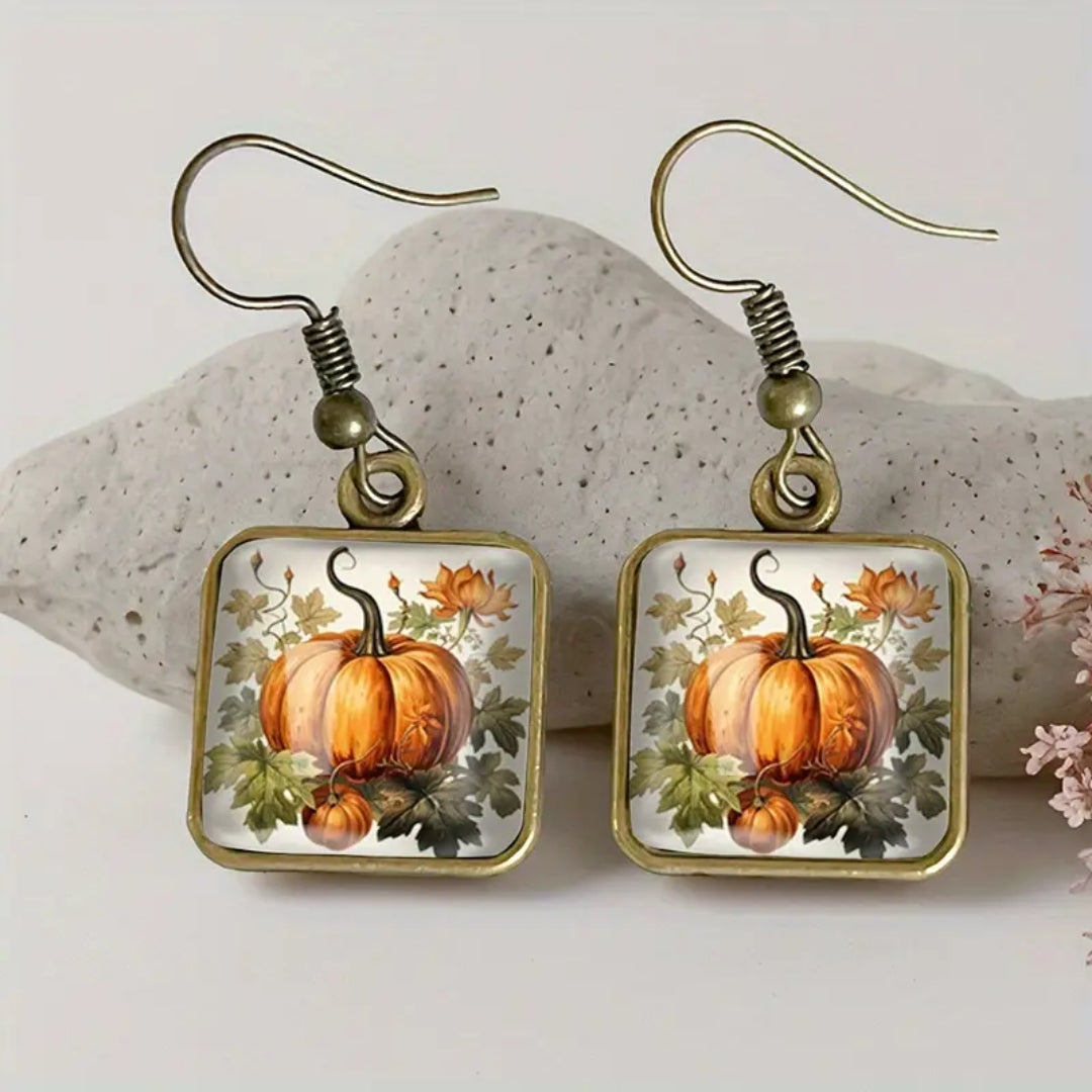 Boucles d'oreilles en forme de citrouille peintes à la main
