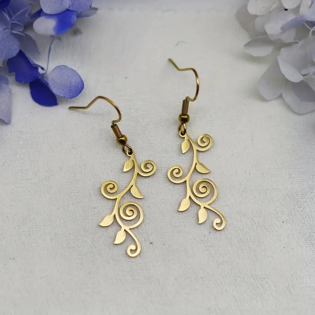 Boucles d'oreilles en lierre doré
