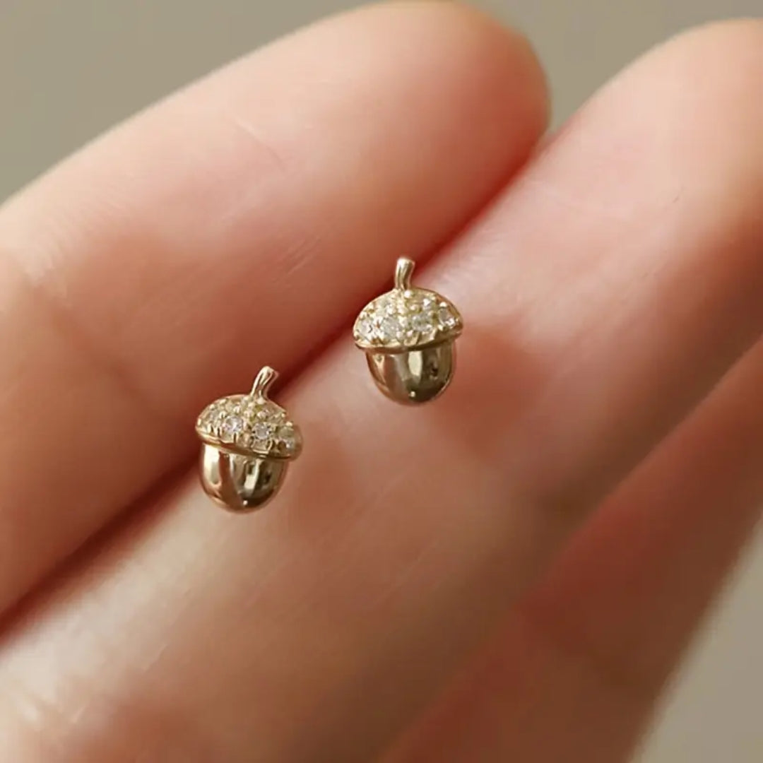 Boucles d'oreilles en noisette dorée