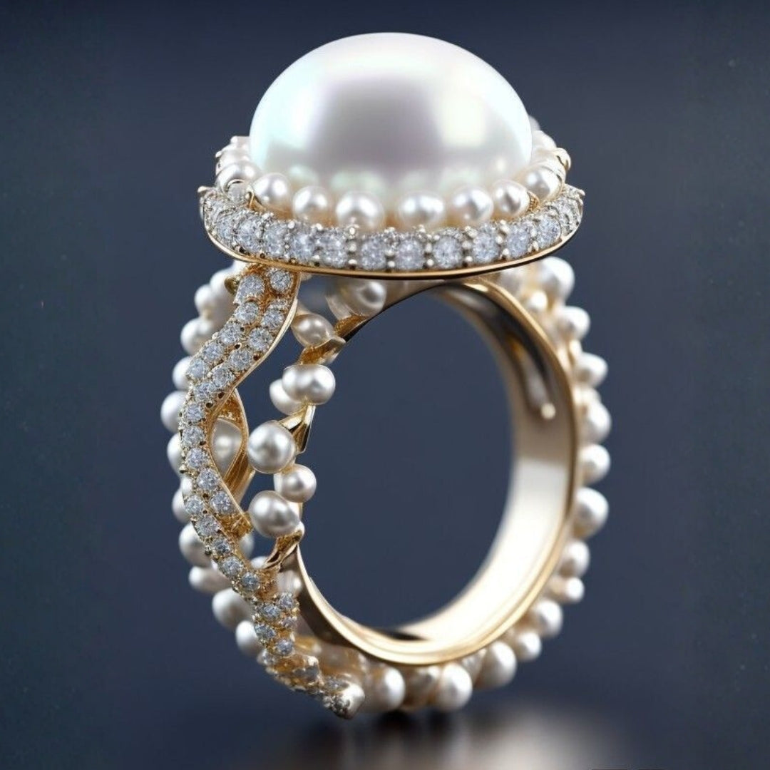 Bague Exotique en Perle Dorée