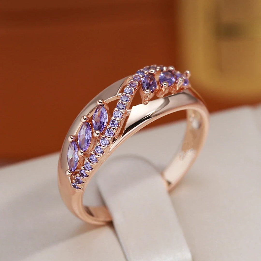 Bague en Or Cristal Violet Creux