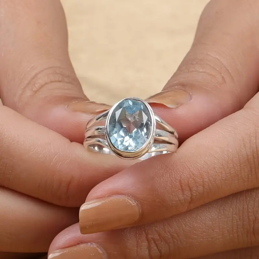 Bague en verre trempé Blue Sky