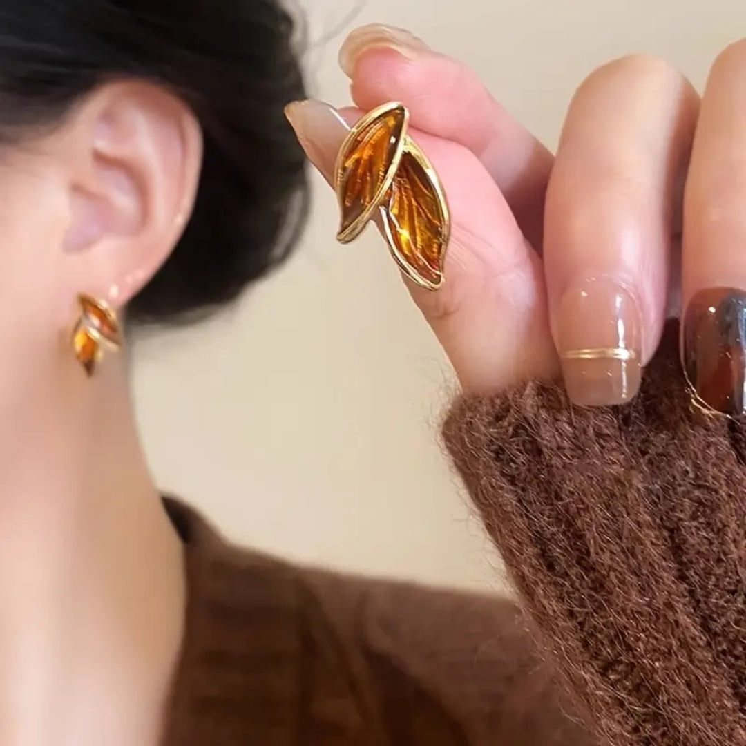 Boucles d'oreilles en forme de feuille d'orange