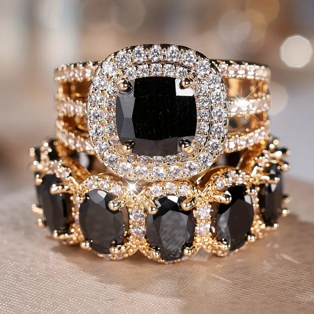 Ensemble de Bagues en Zirconium Noir