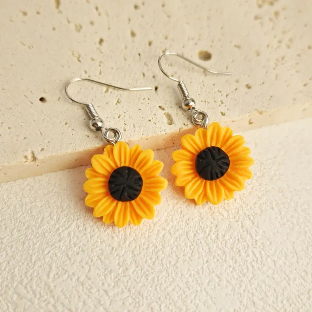 Boucles d'oreilles en argent avec tournesol