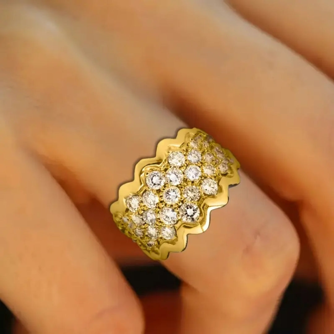 Bague en maille en zirconium doré