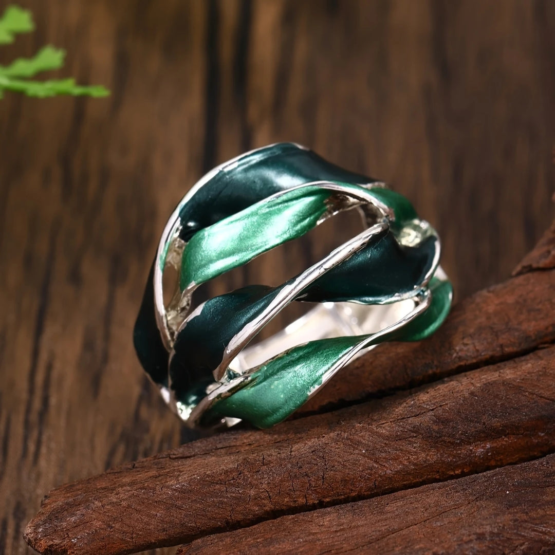 Bague superposée turquoise peinte à la main