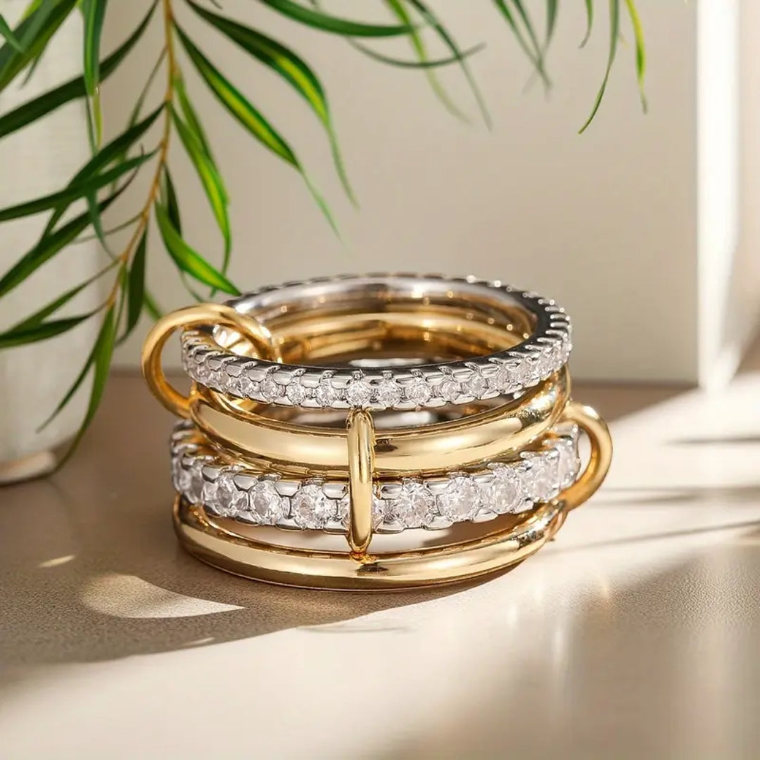 Bague Élégante en Zirconium et Or