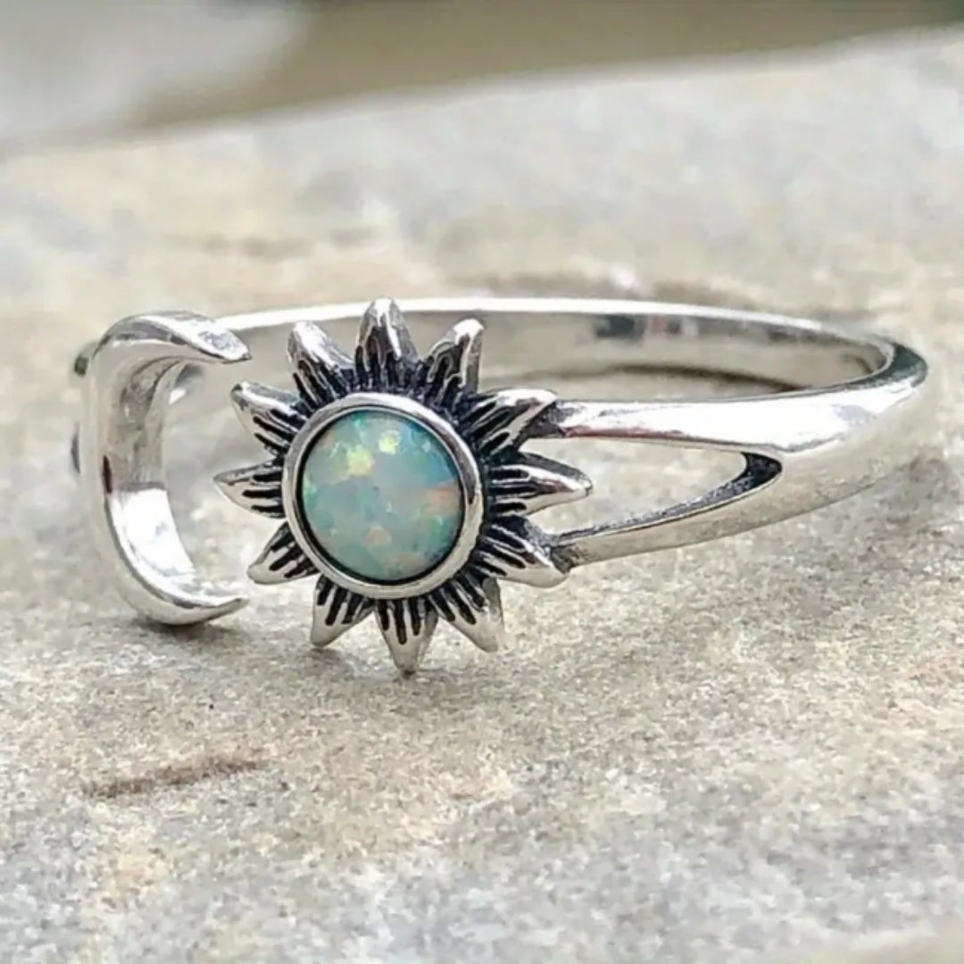 Bague en Argent Opale Soleil & Lune
