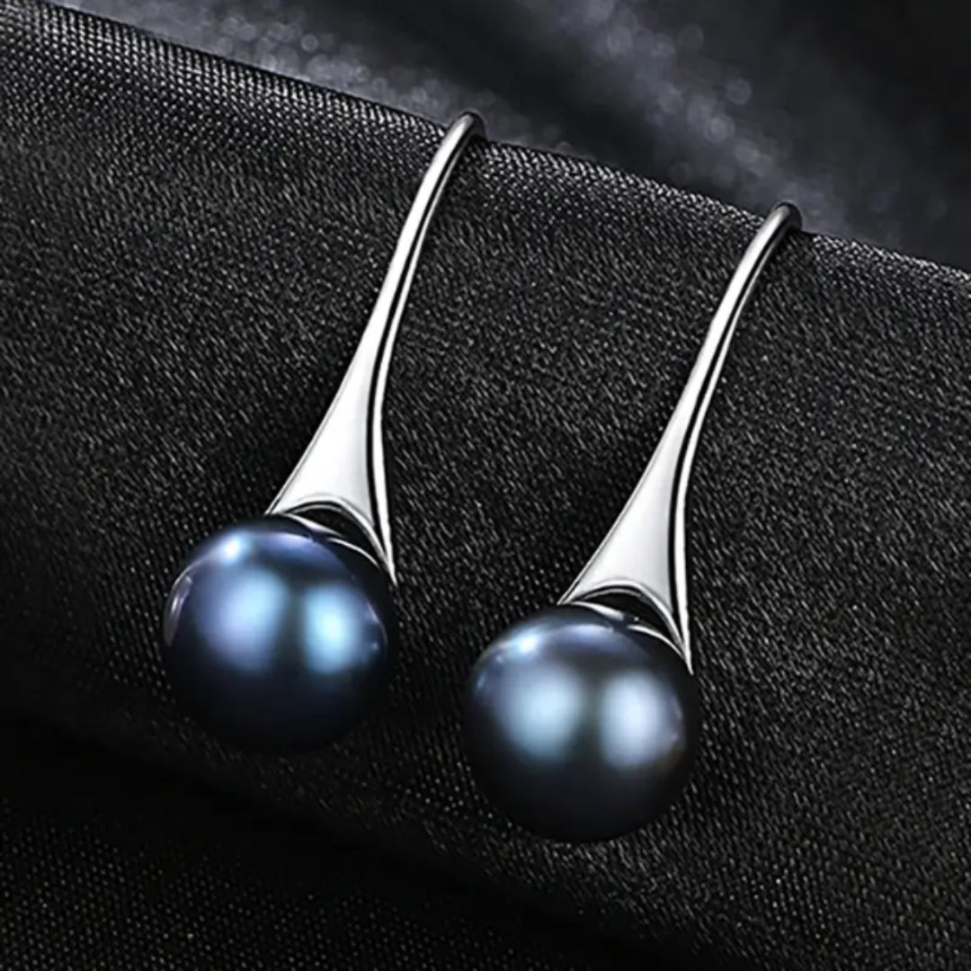 Boucles d'oreilles goutte de perle noire