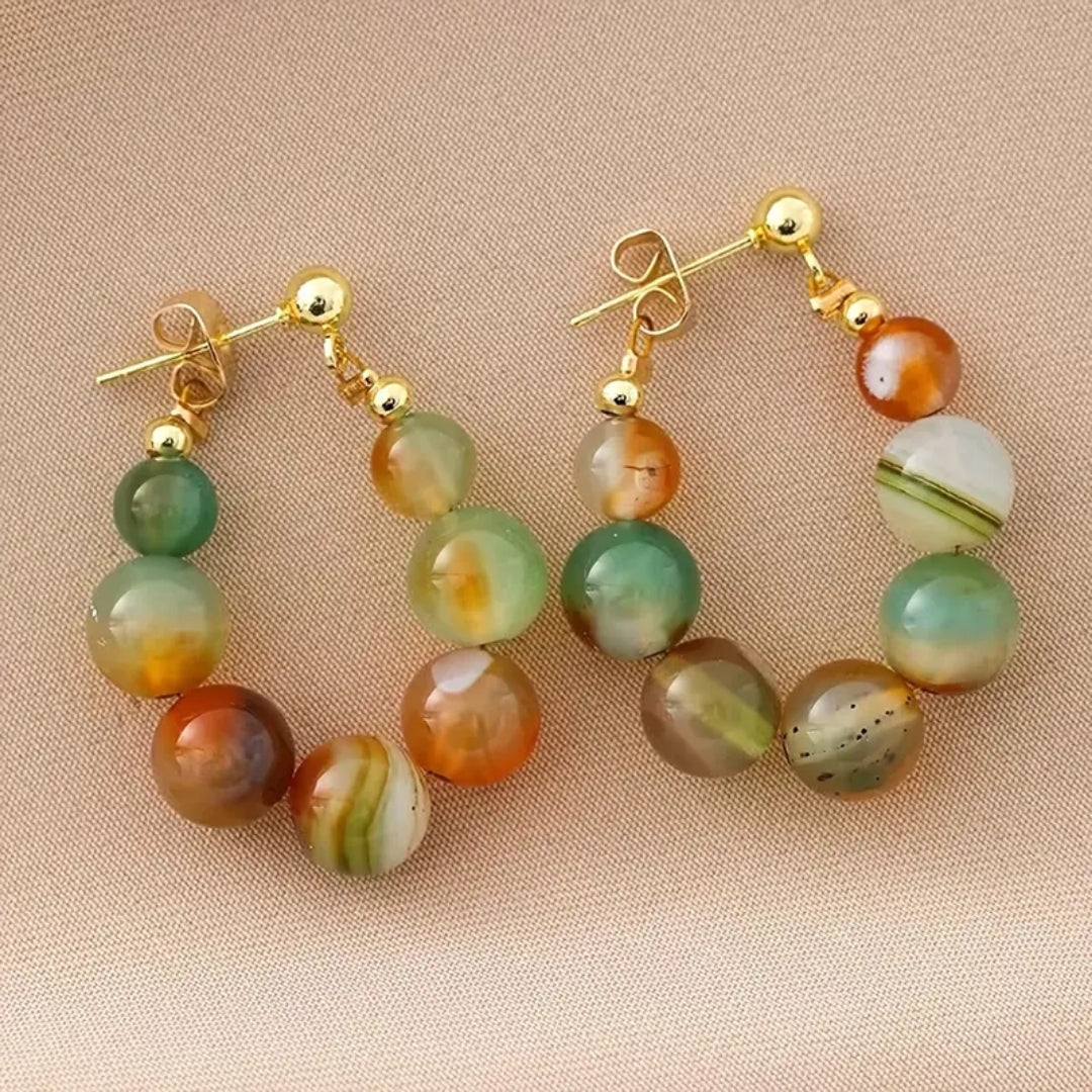 Boucles d'oreilles en pierre colorée