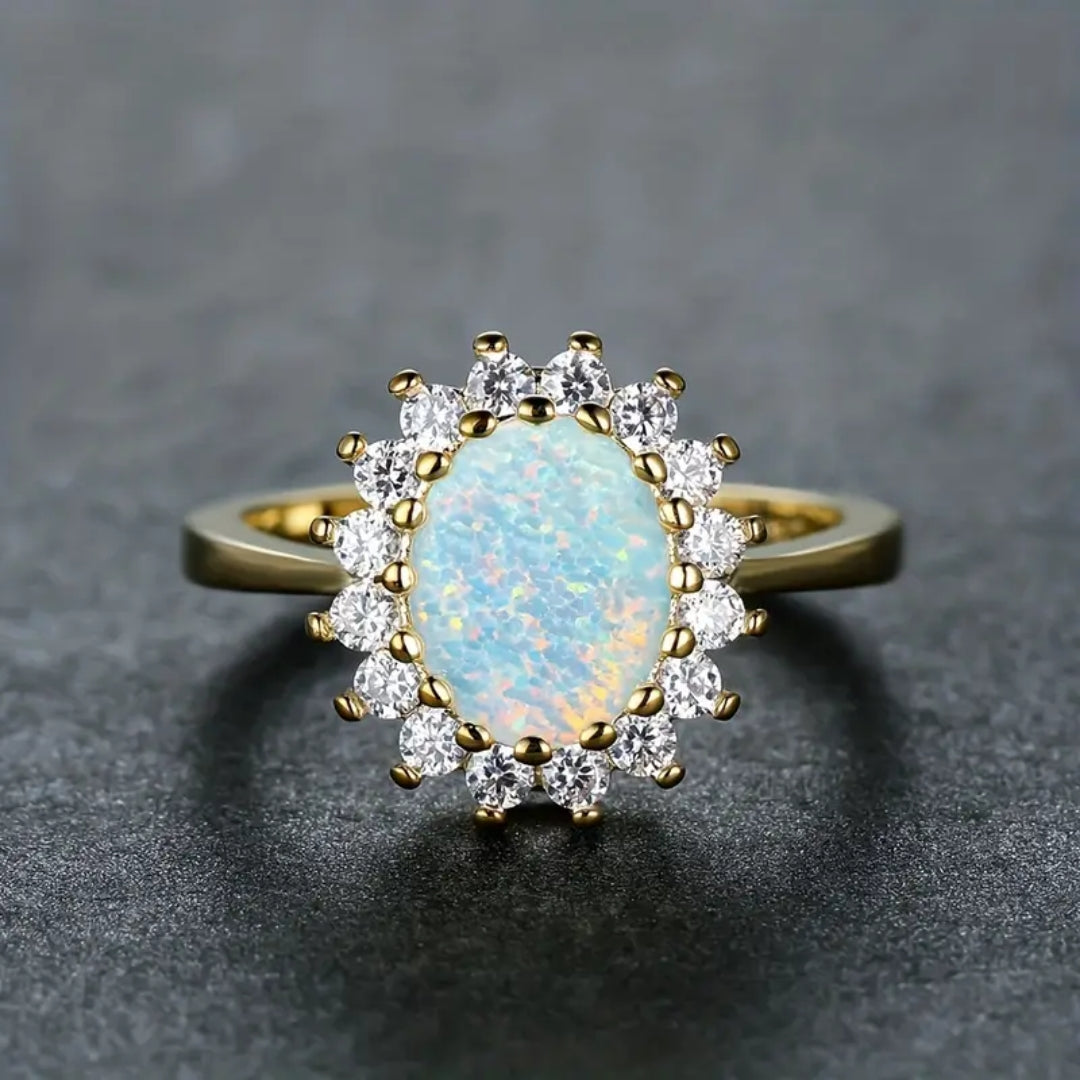 Bague en Or avec Zirconia Opale Ronde